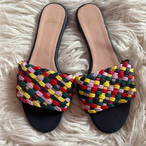 J.Crew Cora Slide Sandals Multi-Color Woven Size 8